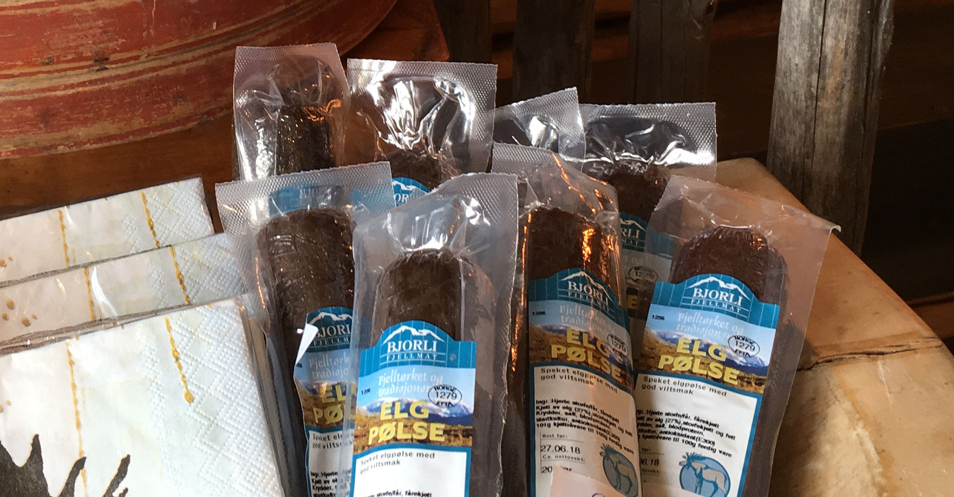 produkter fra Bjorli Fjellmat til salgs på Søberg gård