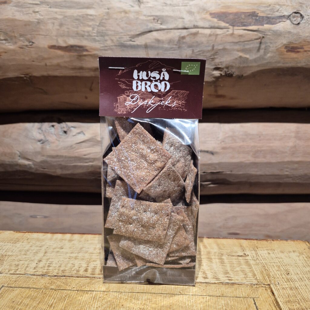 Huså Brød dipkjeks til salgs på Søberg Gård