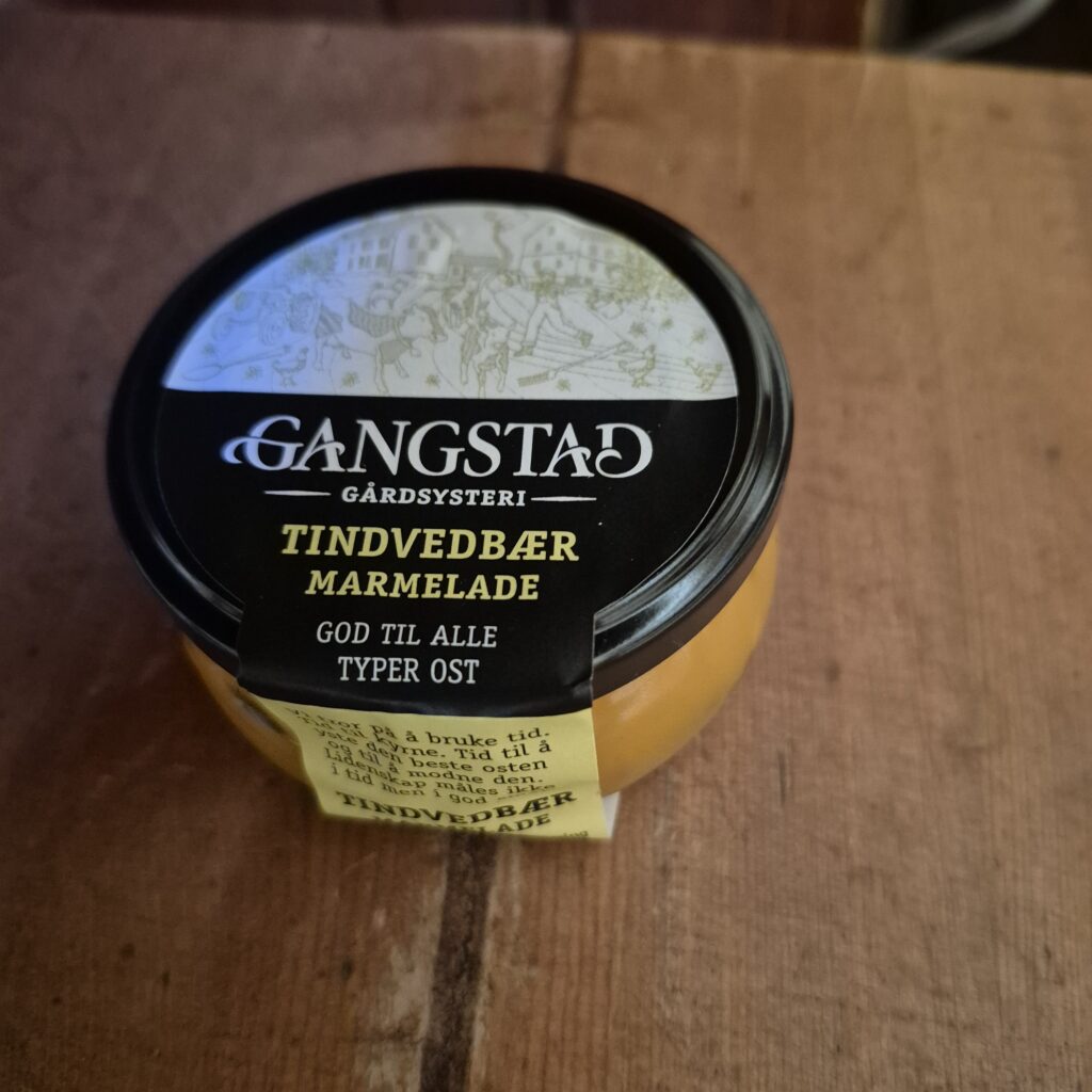 Tindved marmelade til salgs på Søberg Gård