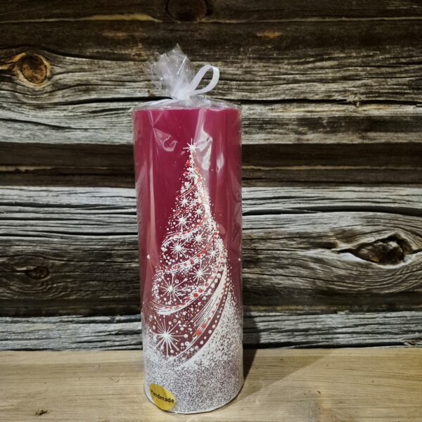 Kubbelys rødt med juletre 7x20cm