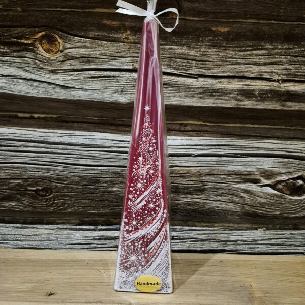 Pyramidelys rødt juletre 25cm