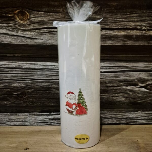 Kubbelys hvit med julenisse 7x20cm