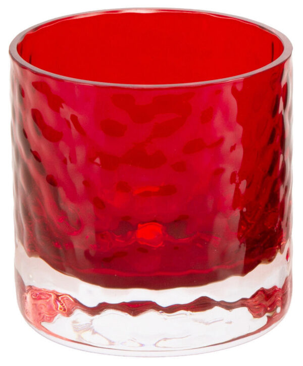 Lysglass i bølget julerød 6,5cm