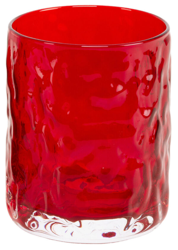 Lysglass bølget julerød 9,5cm