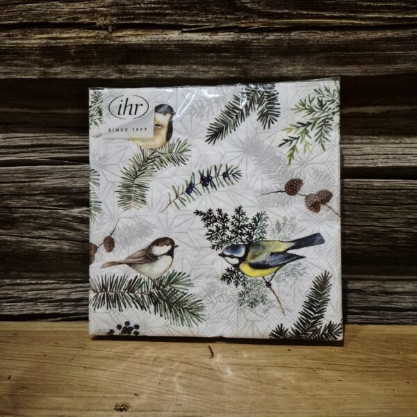 Serviett grønn fugler 33x33cm