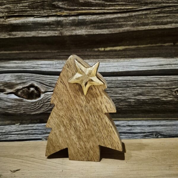 Juletre stjerne i tre 14x10cm