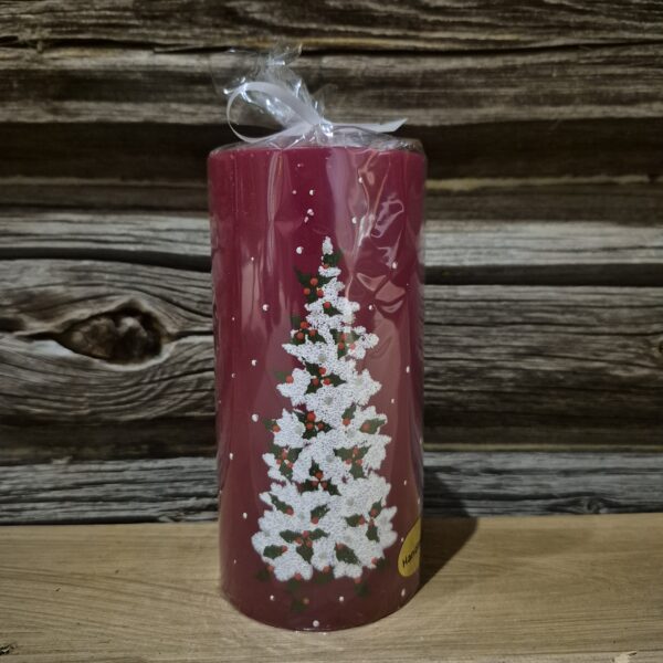 Kubbelys rødt pyntet juletre 7x15cm