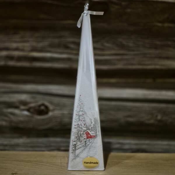 Pyramidelys rødt hus 25cm